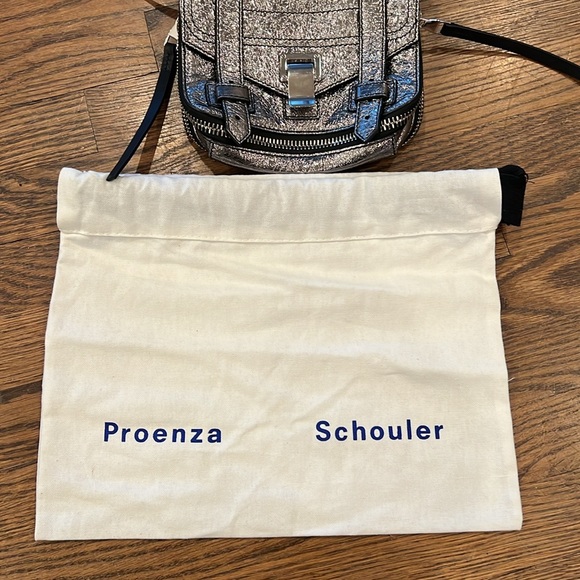 💕HP💕Proenza Schouler Mini PS1 Metallic silver Leather Crossbody Bag - Picture 15 of 16